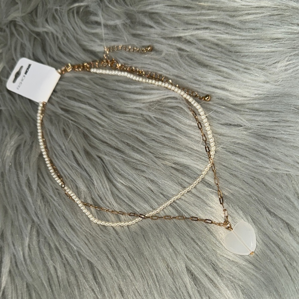 Faux Gold with Faux Pearl necklace.